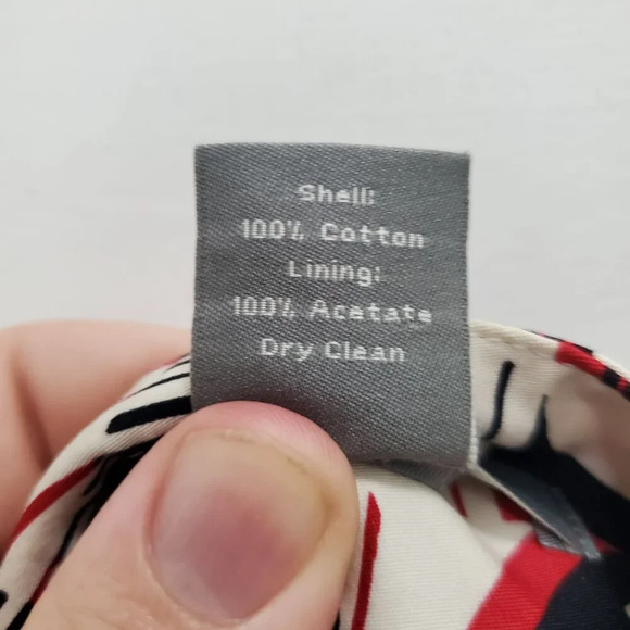 Ann Taylor Red White Black Abstract Print A-line 100% Cotton Career Skirt Sz 2 - Picture 6 of 7